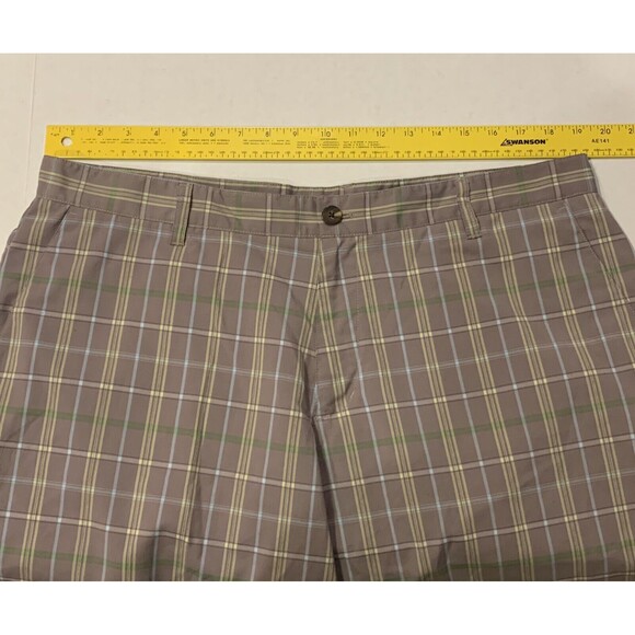 Adidas Men Chino Golf Flat Front Beiwn Multicolor Plaid‎ Athletic Shorts Size 38 - Picture 7 of 9